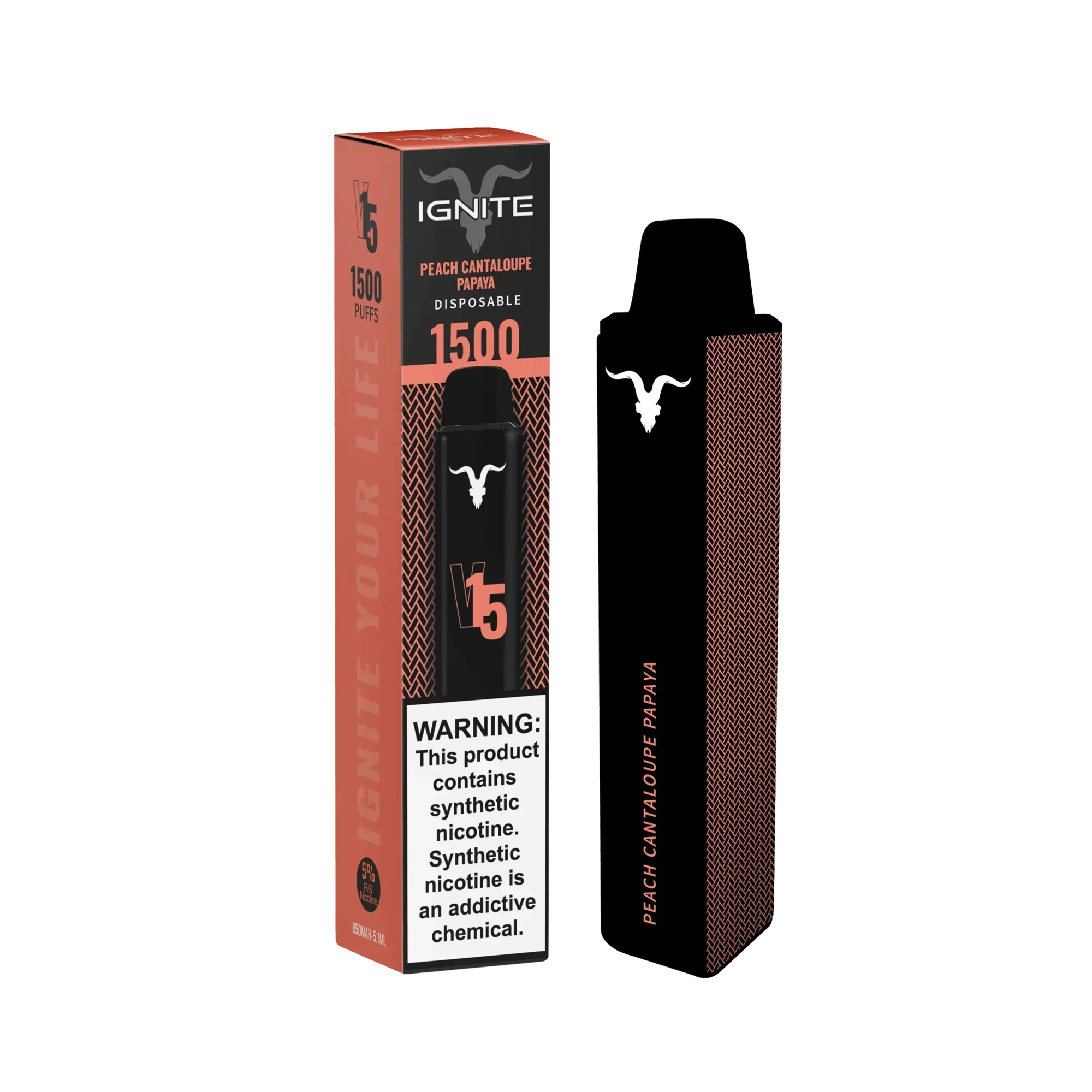 Ignite V15 Vape Pen (Peach Cantaloupe Papaya, 1500 Puffs) 