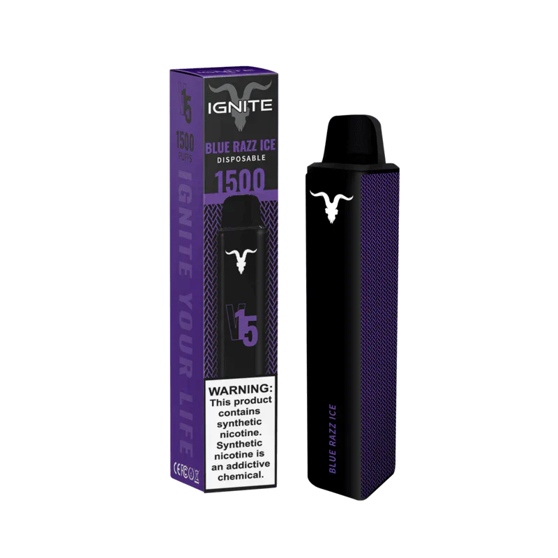 Ignite V15 Vape Pen Blue Razz Ice (1500 Puffs)